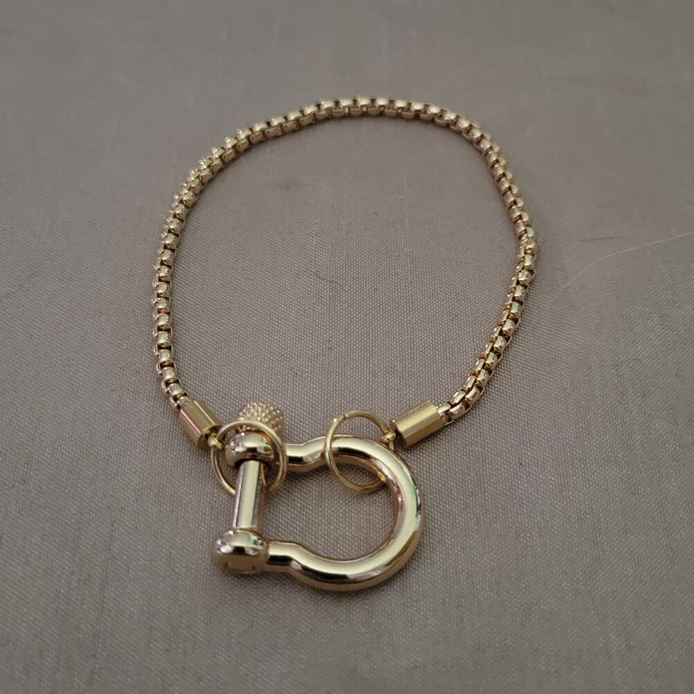 Gold stainless steel shackle clasp bracelet